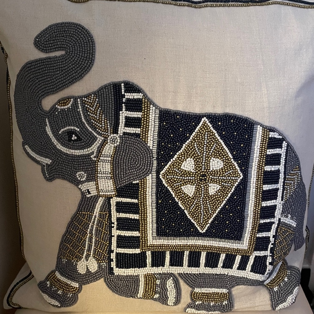 John Robshaw beaded 
Elephant pillow